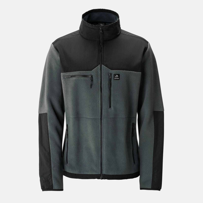Men's Base Camp Recycled Fleece Jacket in the Stealth Black colorway.