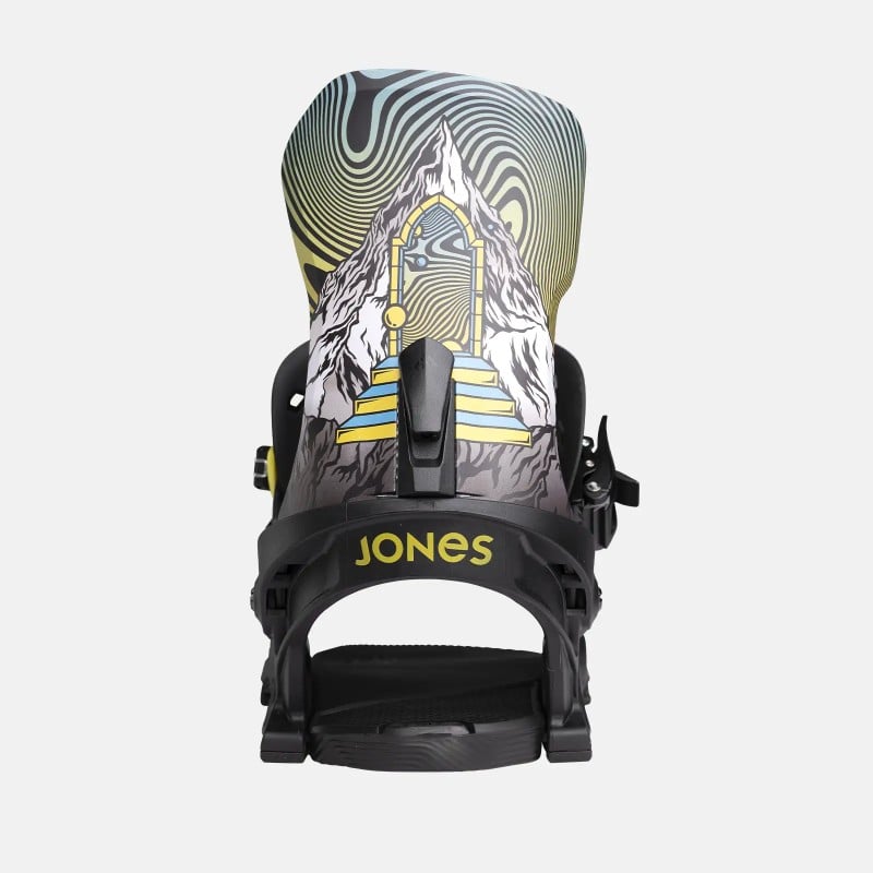 Jones Men's Meteorite Snowboard Binding 2025 in art by Shaun Gordon colorway - Highback view