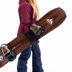 Jones Women's Flagship Snowboard, close up detail with Jones bindings